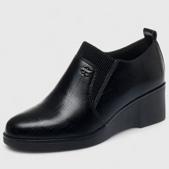 Wedge Heels with Elasticated Panels and Cushioned Footbed