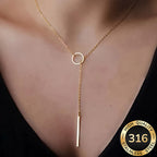 Modern Stainless Steel Y-Drop Necklace with Long Elegant Line