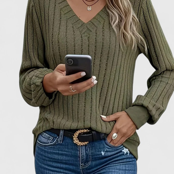 V-Neck Knit Jumper with Relaxed Fit
