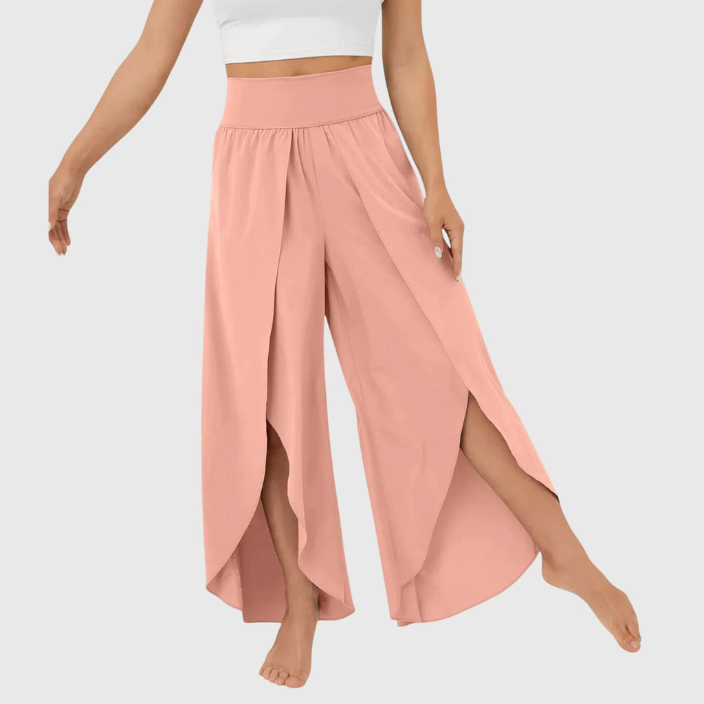 Lightweight Flared Trousers with Built-In Shorts