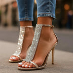 Crystal Strap Heels with Sparkle Detail