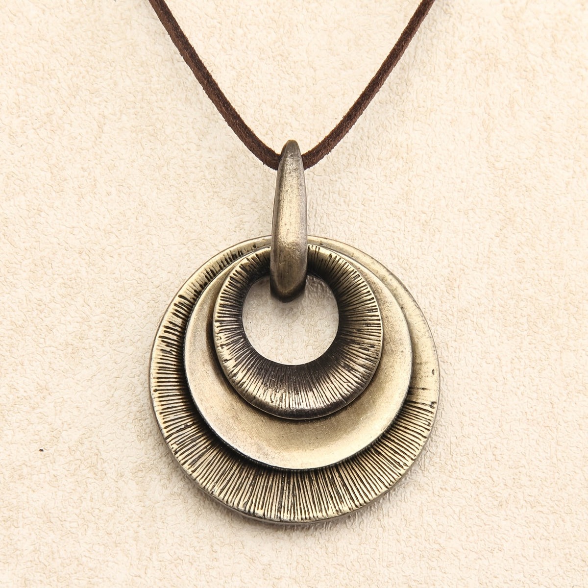 Vintage Layered Disc Long Pendant Necklace with Relaxed Drape