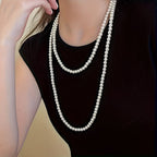 Long Double-Strand Faux Pearl Necklace with Elegant Drape