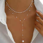 Graduated Faux Pearl Strand Necklace with Classic Drape
