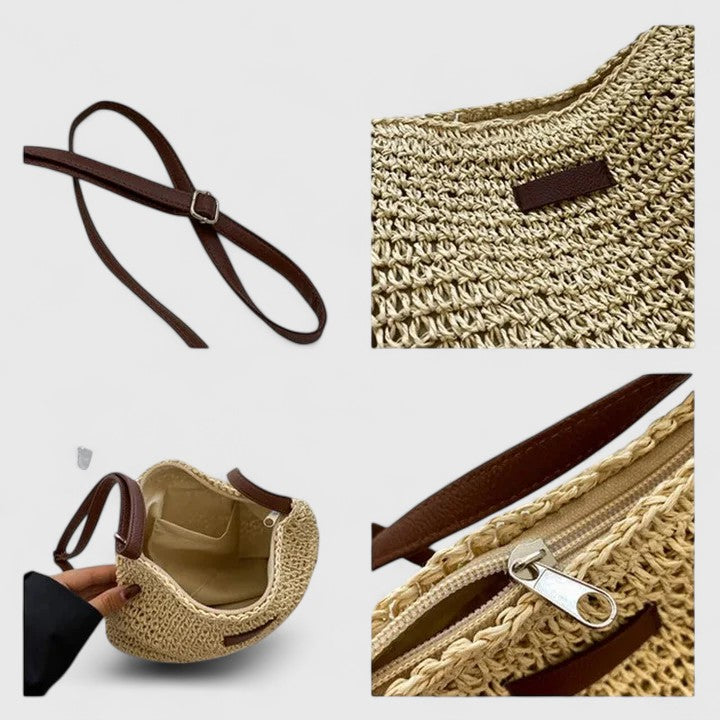 Slouchy Shoulder Bag with Zip Closure and Pockets