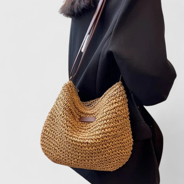 Slouchy Shoulder Bag with Zip Closure and Pockets