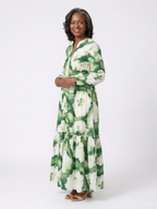 Long Sleeve Tiered Maxi Dress with Tie Waist