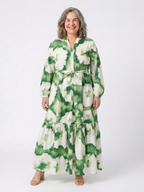Long Sleeve Tiered Maxi Dress with Tie Waist
