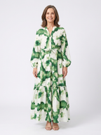 Long Sleeve Tiered Maxi Dress with Tie Waist