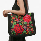 Floral Embroidered Shoulder Bag with Zip Closure