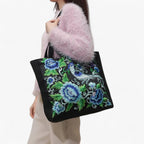 Floral Embroidered Shoulder Bag with Zip Closure