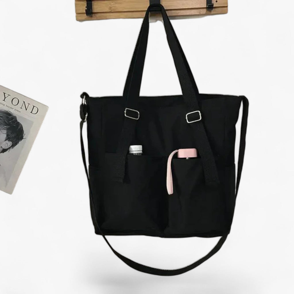 Water-Resistant Woven Crossbody Bag with Zipper Closure