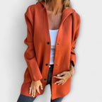 Single Breasted Hooded Jacket with Button Front
