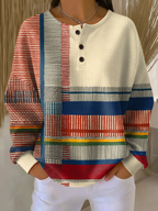 Vaffelstickad henley-tröja med knäppning vid halsen