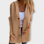 Single Breasted Hooded Jacket with Button Front