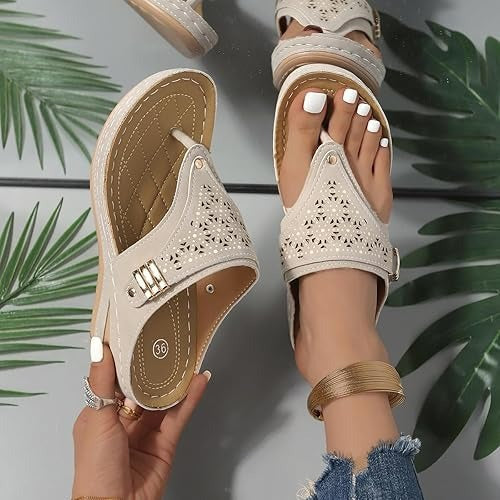 Adjustable Strap Sandals with Contoured Footbed