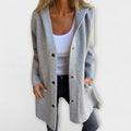 Single Breasted Hooded Jacket with Button Front