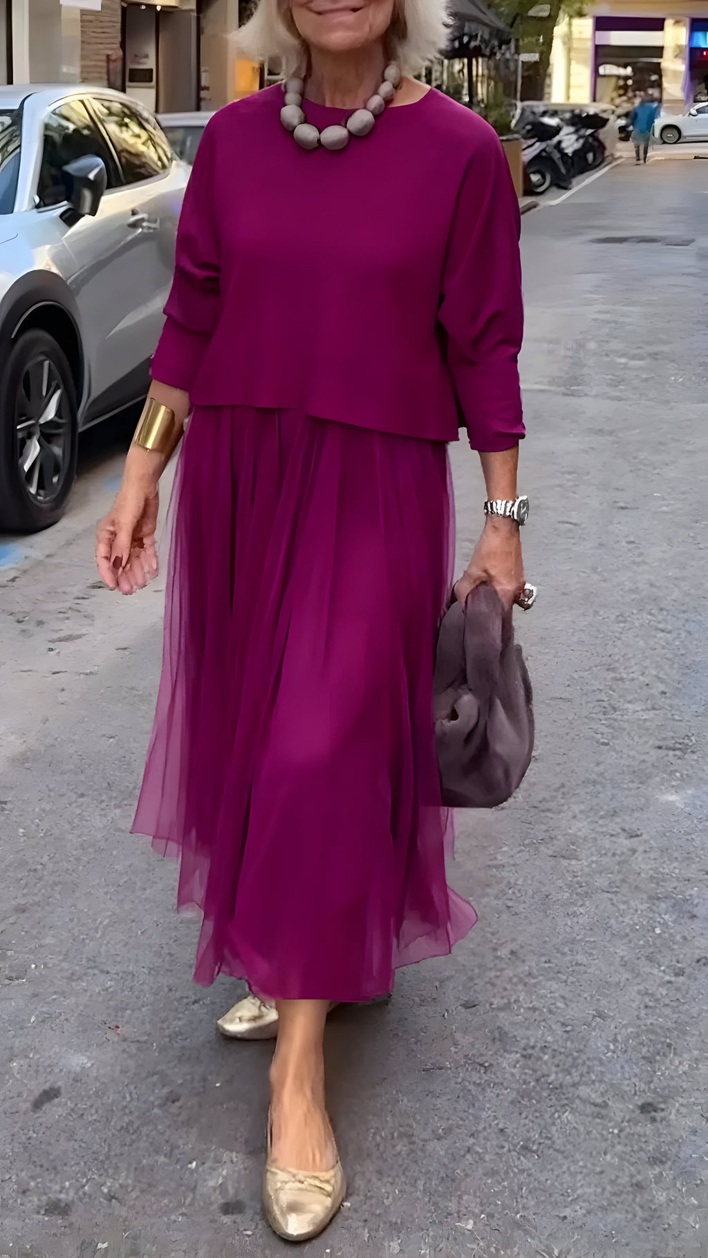 Vestido midi por capas con una silueta refinada para el día a día