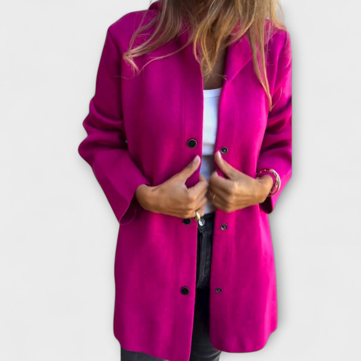 Single Breasted Hooded Jacket with Button Front