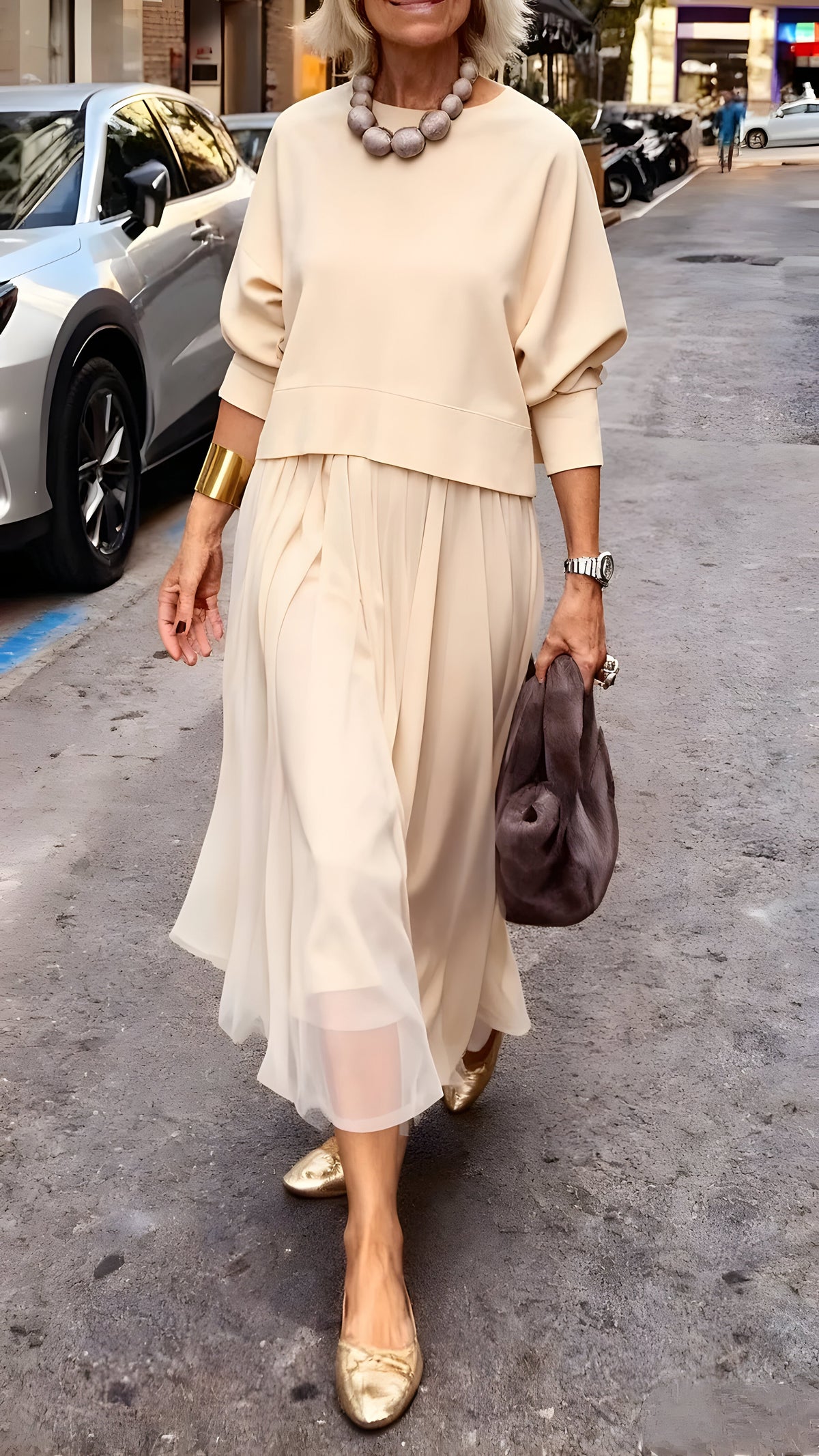 Layered Midi Dress with a Refined Everyday Silhouette