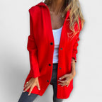 Single Breasted Hooded Jacket with Button Front