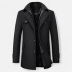 Wool Trench Coat with Zip-Up Double Collar