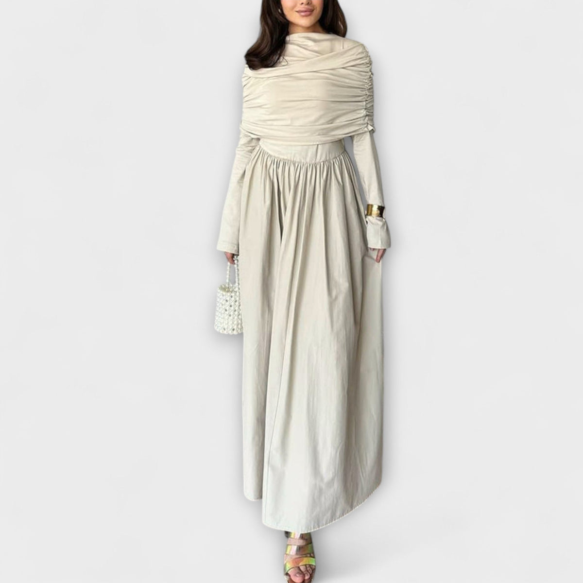 Relaxed Pleated Dress with Soft Movement