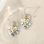 Vintage Two-Tone Heart Pendant Earrings with Romantic Look