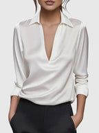 V-Neck Blouse with Elongating Neckline