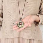 Vintage Layered Disc Long Pendant Necklace with Relaxed Drape
