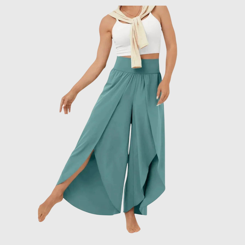 Lightweight Flared Trousers with Built-In Shorts