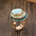Round Hand-Painted Ring with Vintage-Style Setting