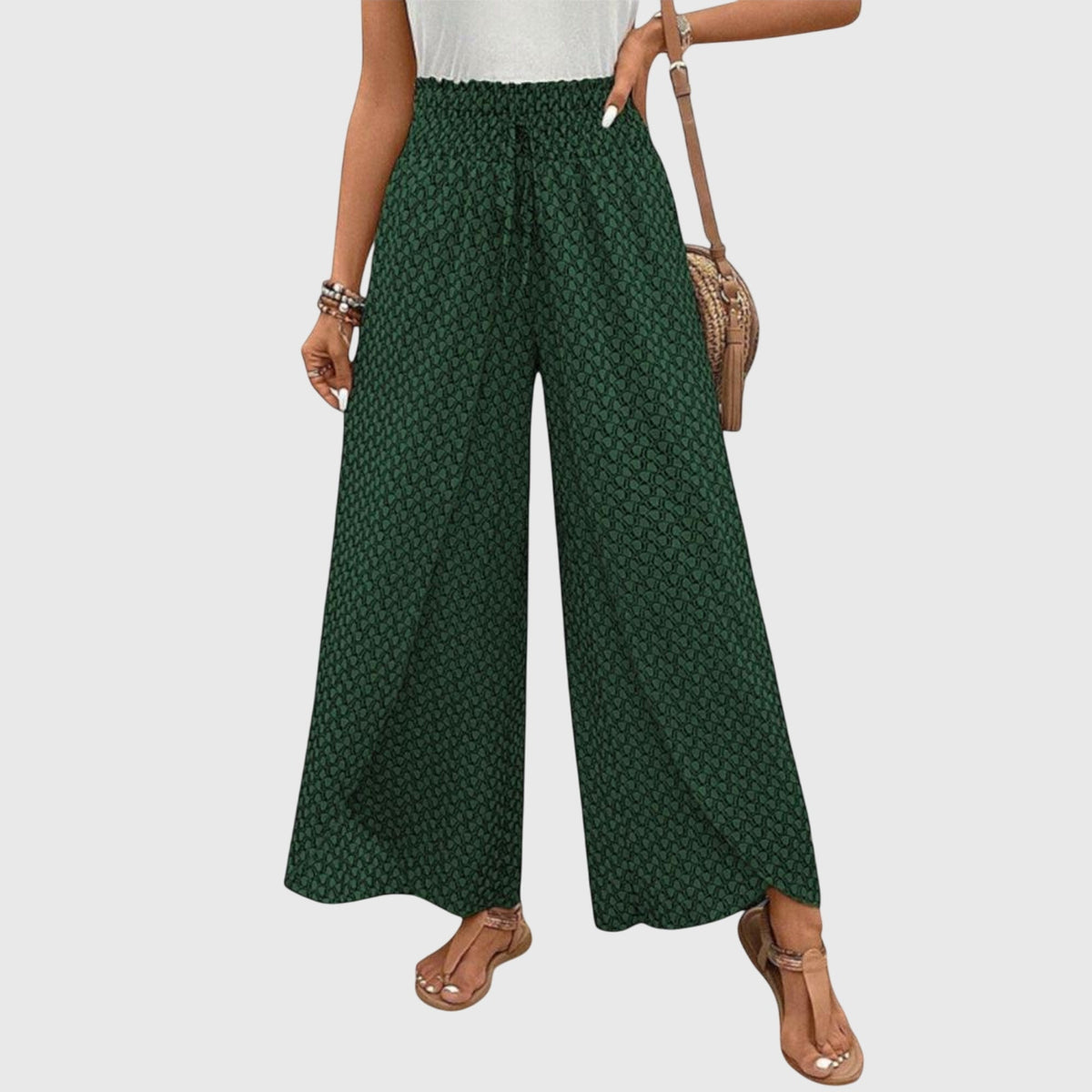 High Waisted Palazzo Trousers with Flowing Wide Leg