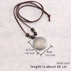 Vintage Zodiac Wooden Bead Pendant Necklace with Natural Texture
