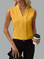 Sleeveless V-Neck Blouse with Clean Modern Cut