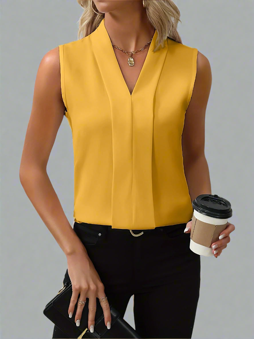 Sleeveless V-Neck Blouse with Clean Modern Cut