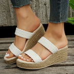 Platform Wedge Sandals with a Slip-Resistant Sole and Single Strap