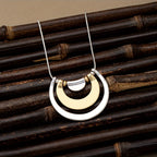 Modern Two-Tone Abstract Pendant Necklace with Sculptural Shape