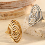 Sculptural Spiral Statement Ring in Gold Colour with Bold Curves