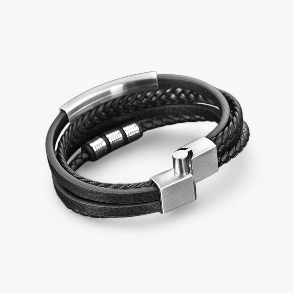 Pulsera trenzada multicapa para hombre con cierre magnético