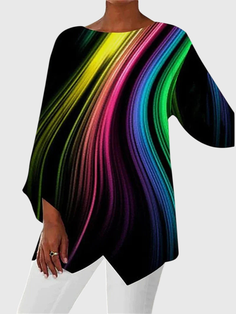 Printed Crew Neck Top with Breathable Handle