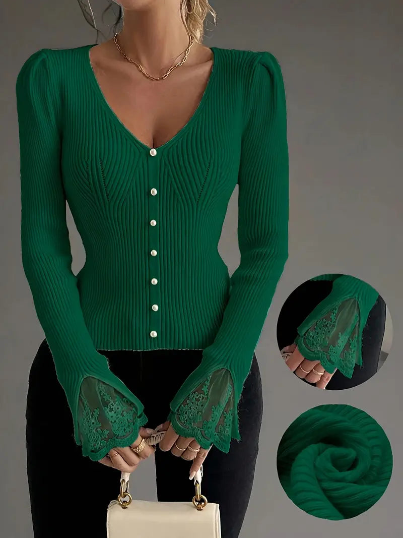 Floral V-Neck Jumper with Soft Handle
