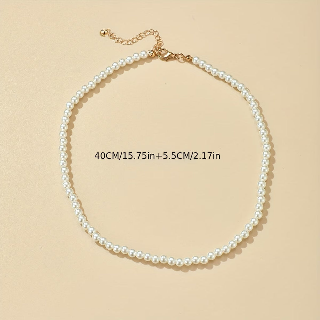 Classic Round Faux Pearl Choker Necklace with Timeless Look