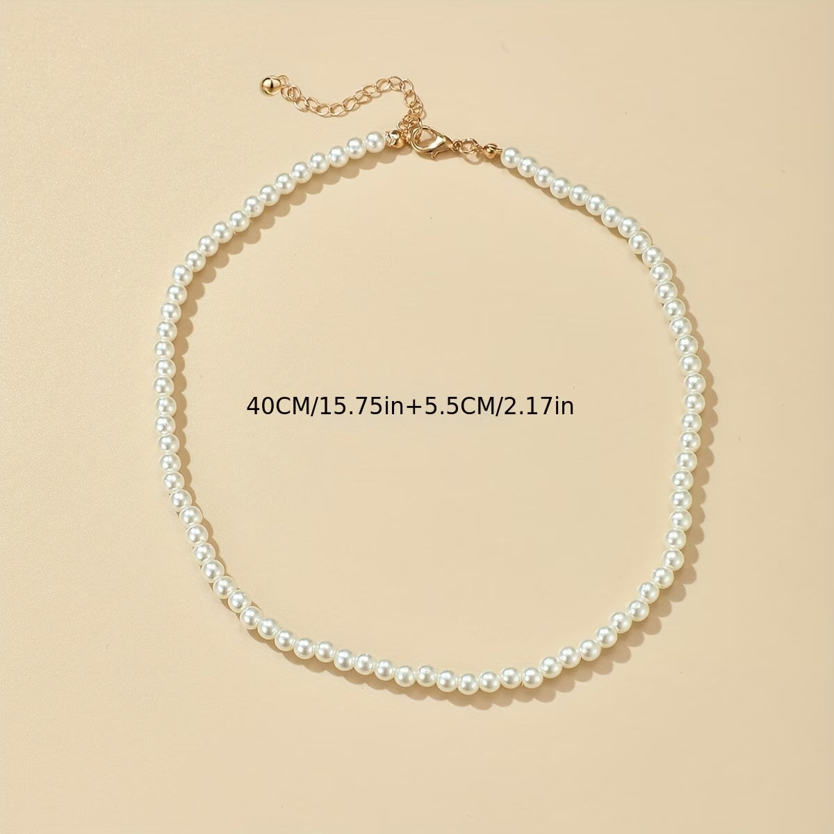 Classic Round Faux Pearl Choker Necklace with Timeless Look