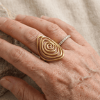 Sculptural Spiral Statement Ring in Gold Colour with Bold Curves