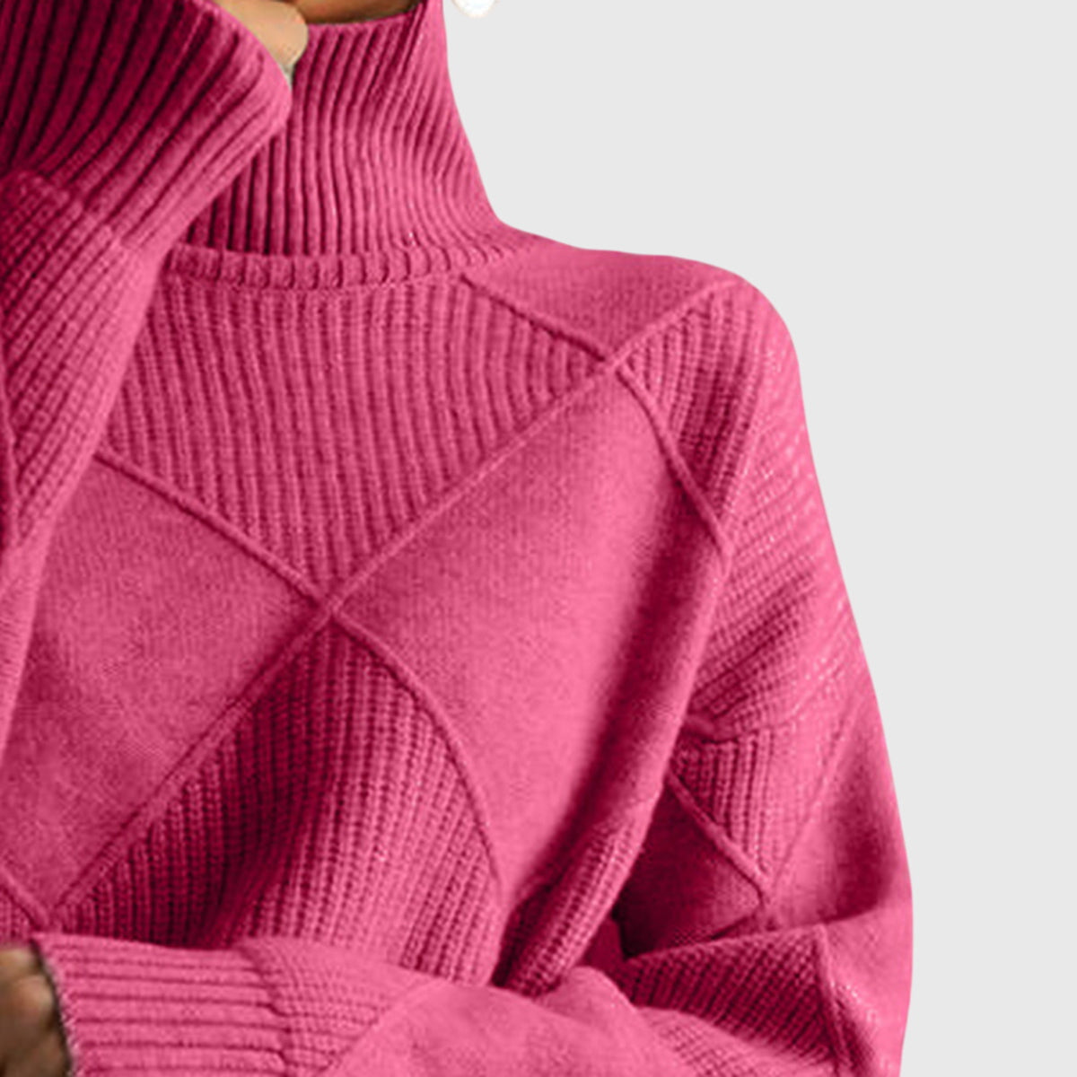 Geometric Pattern Turtleneck Jumper in Soft Knit