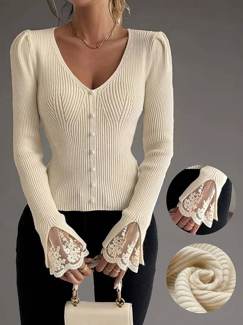 Floral V-Neck Jumper with Soft Handle