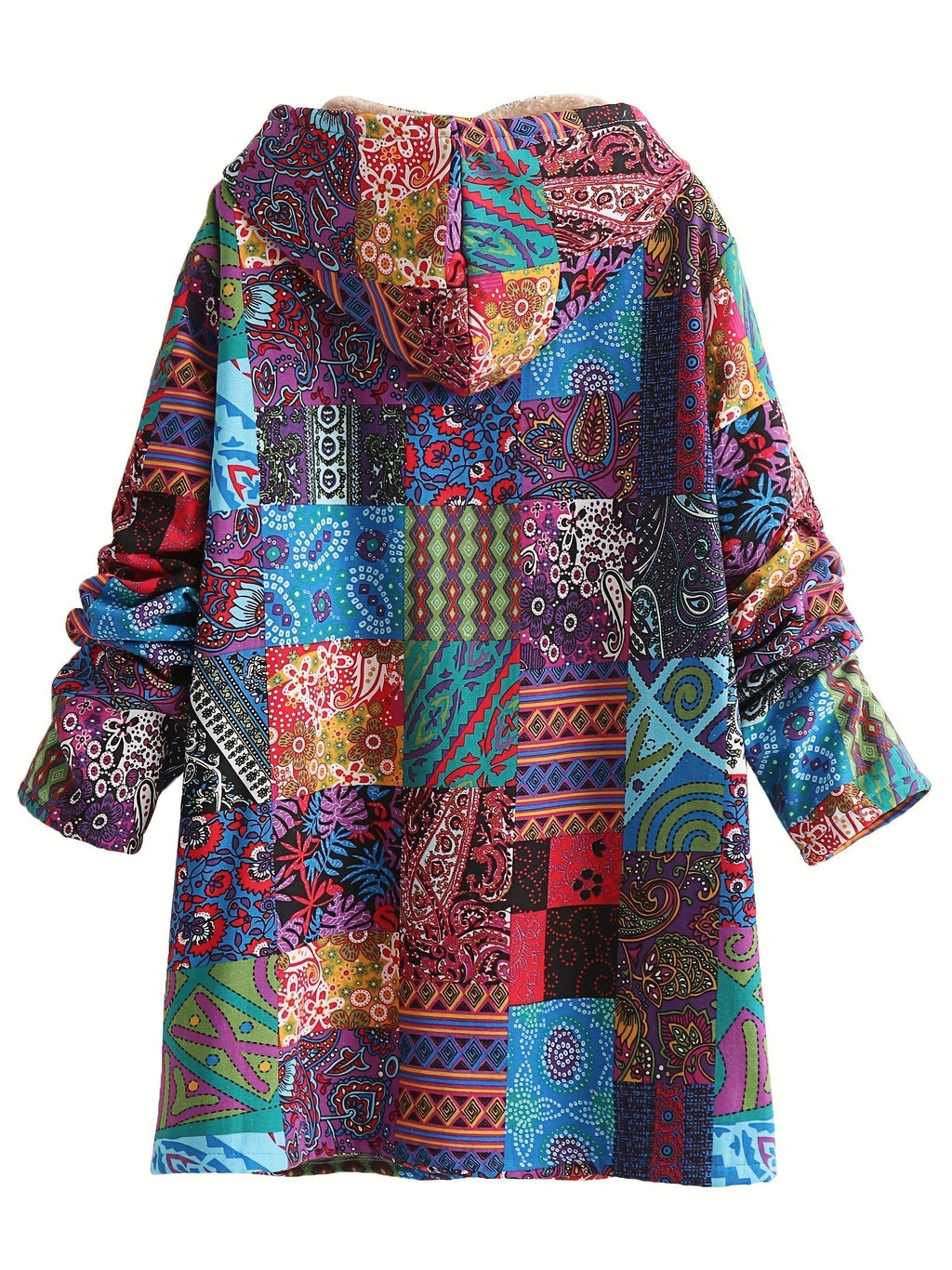 Patchwork Hooded Jacket with Lined Interior
