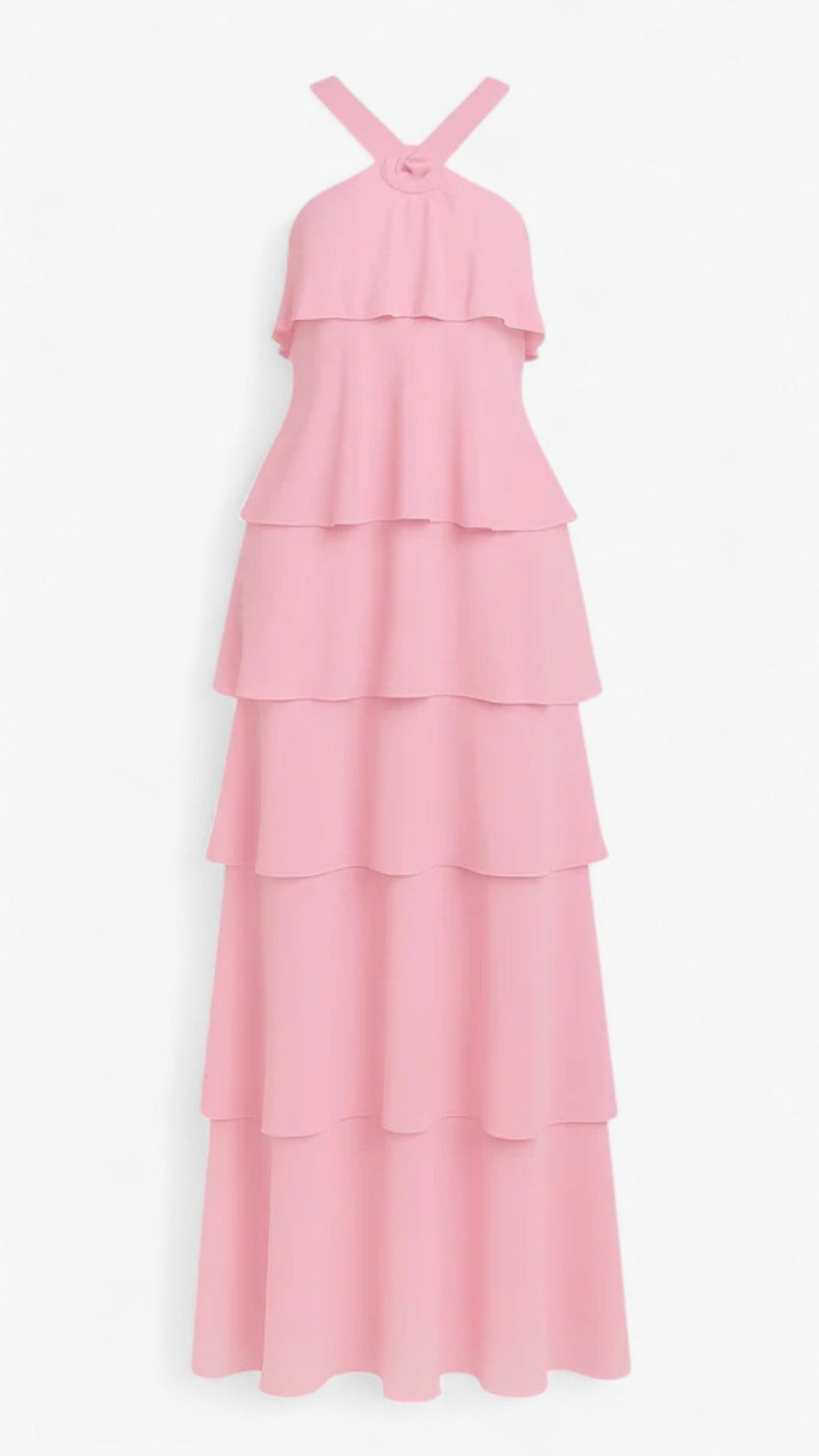 Vestido de cuello alto con aplicaciones florales 3D superpuestas