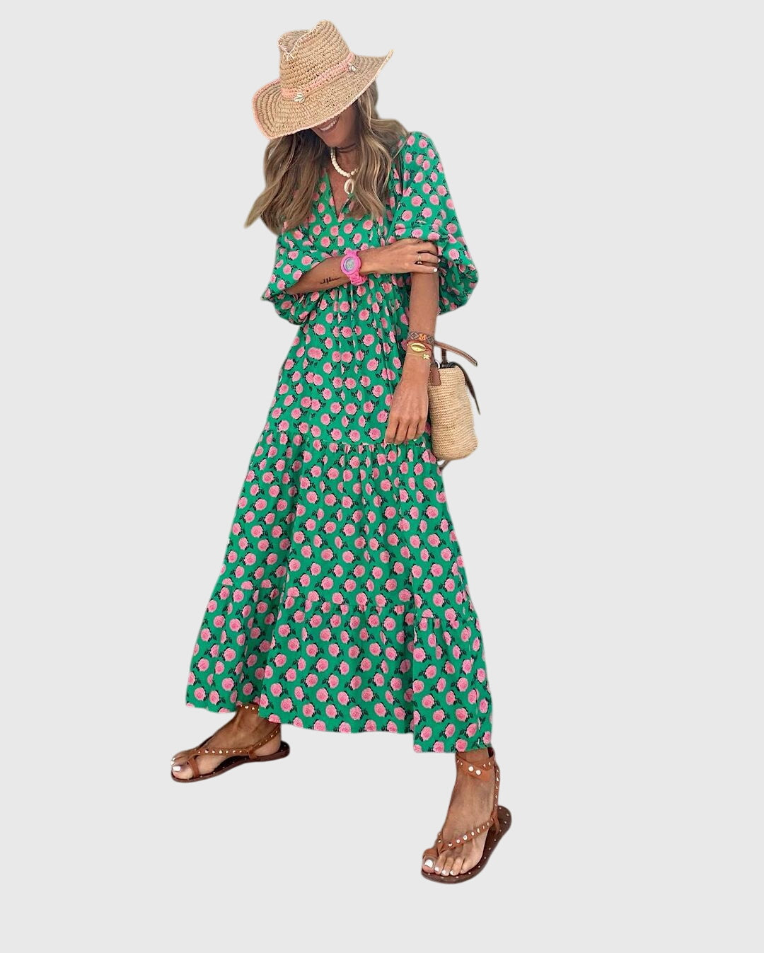 Boho Maxi Dress with Flowing Graceful Line